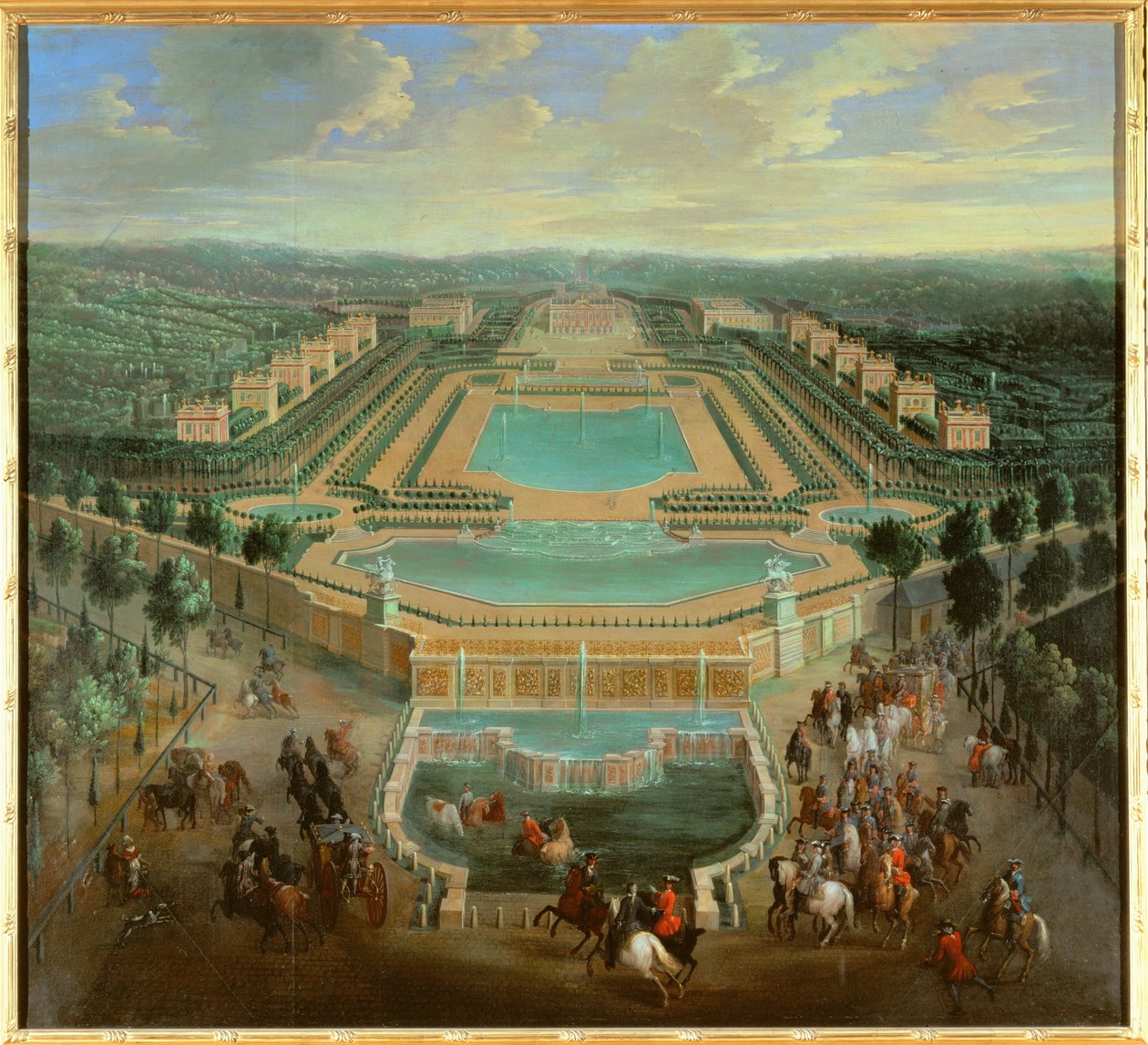 Oversigt over Chateau de Marly, Grand Trianon, Versailles, Frankrig (foto) af French School