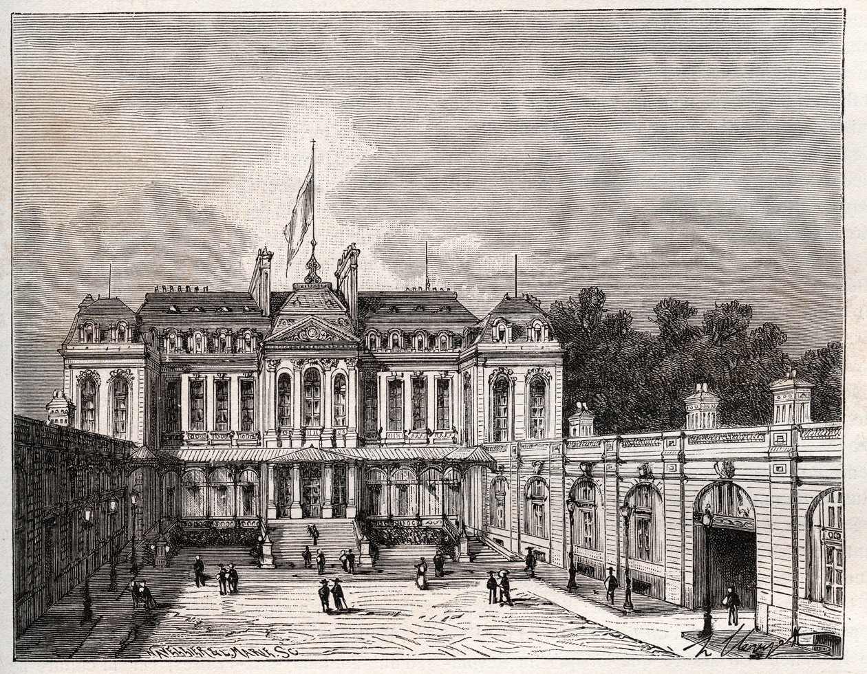 Elysee Palace i Paris - indgravering i "La France illustrée: geografi, historie, statistisk administration" af V.A. Malt-Brown. 1884 af French School