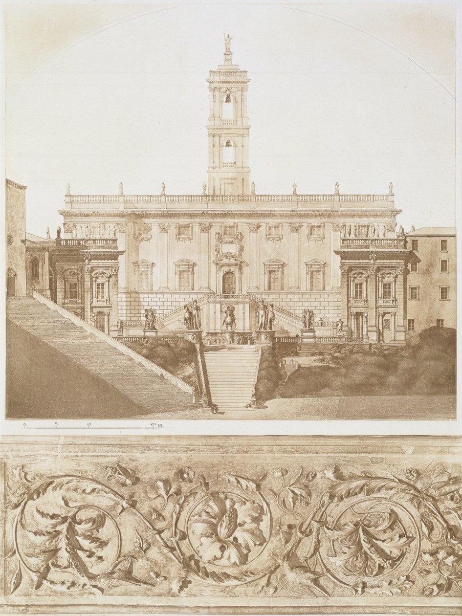 Palazzo Senatorio, Capitol, Rom, fra fragmenter af middelalder- og renæssancearkitektur, indgraveret af Jules Adolphe Chauvet (f.1828) af French School