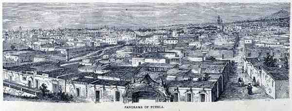 Panorama over Puebla, Central Mexico, fra The Ancient Cities of the New World, af Claude-Joseph-Desire Charnay, pub. 1887 af French School