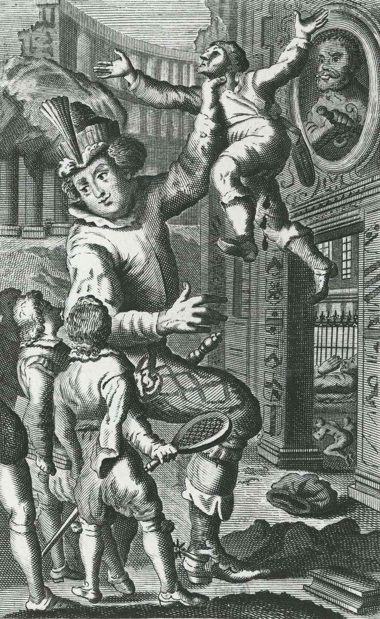 Pantagruel griber Limousin i halsen, illustration fra 
