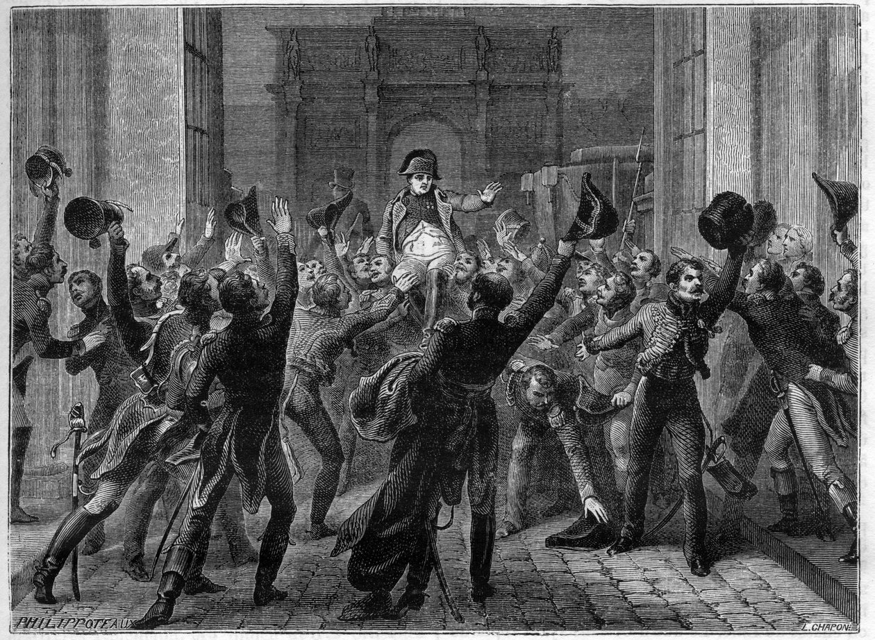 Paris, 20. marts 1815 - Napoleon I vender tilbage til Tuilerierne - Les Cent jours (100 dage) Napoleons tilbagevenden til Tuilerierne, 20. marts 1815 - i "Emperiets historie efter konsulatets historie"" af Adolphe Thiers - 1879 - privat samling af French School
