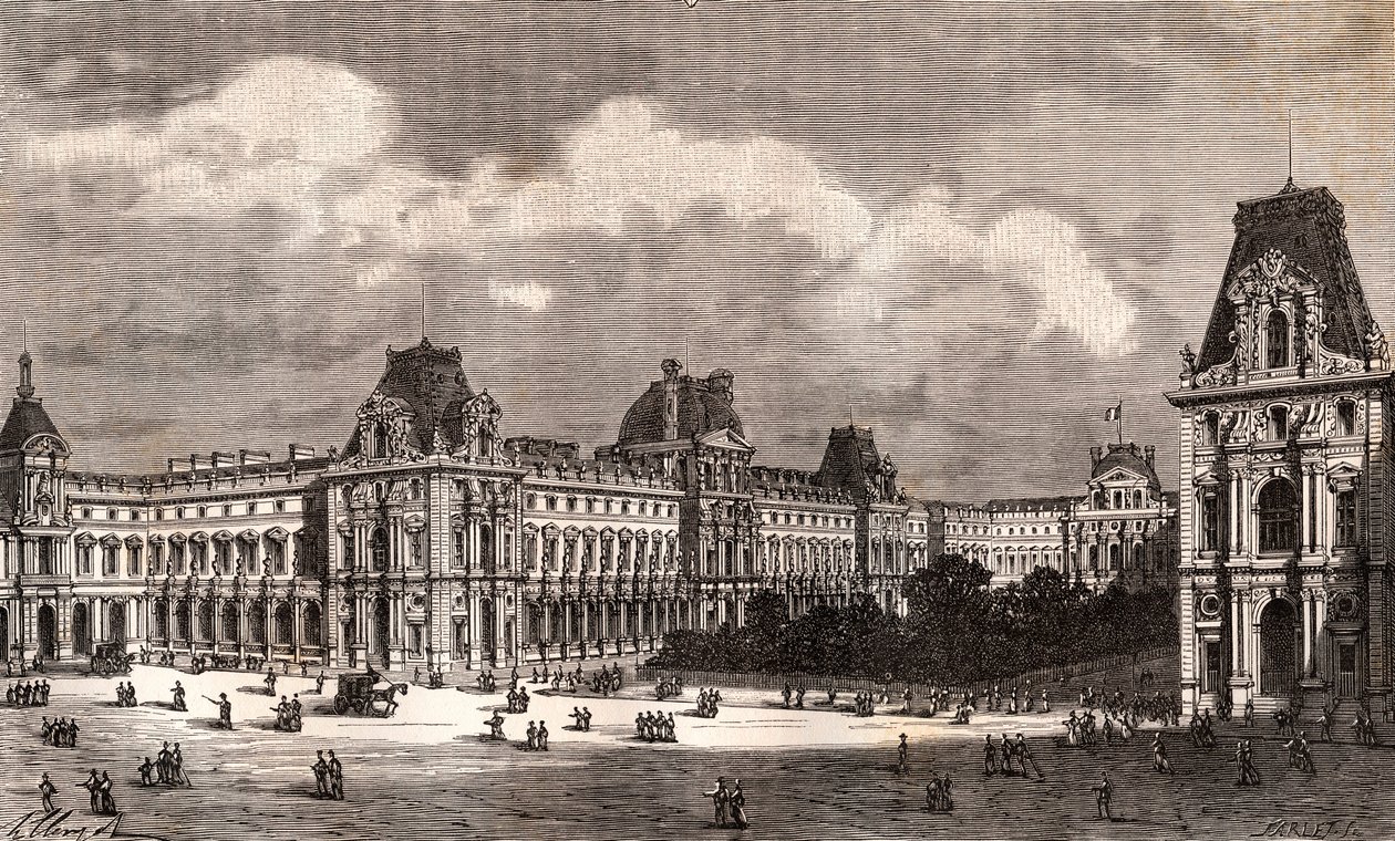 Paris Le Louvre - indgravering i "La France illustree: geography, history, administration statistique" af V.A. Malt-brun. 1884 af French School