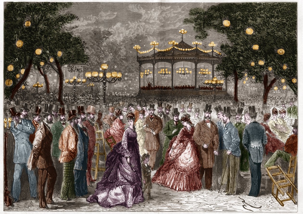 Paris: en sommerfredag ved Champs-Elysees-koncerten (Champs Elysees). af French School