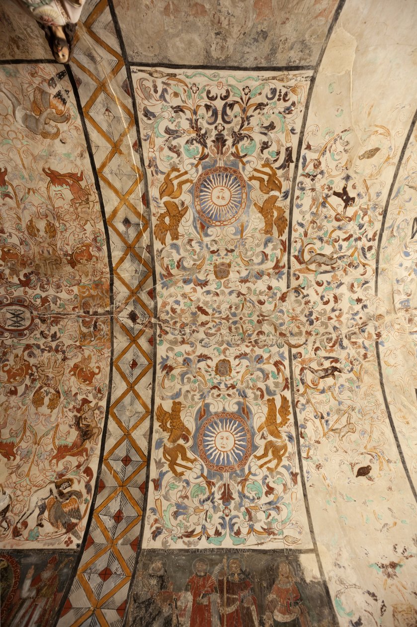 Sognekirke (Vor Frue af Solers Kirke). interiør Skibet, lofterne. Vægmalerier. 1500-tallet (?). af French School