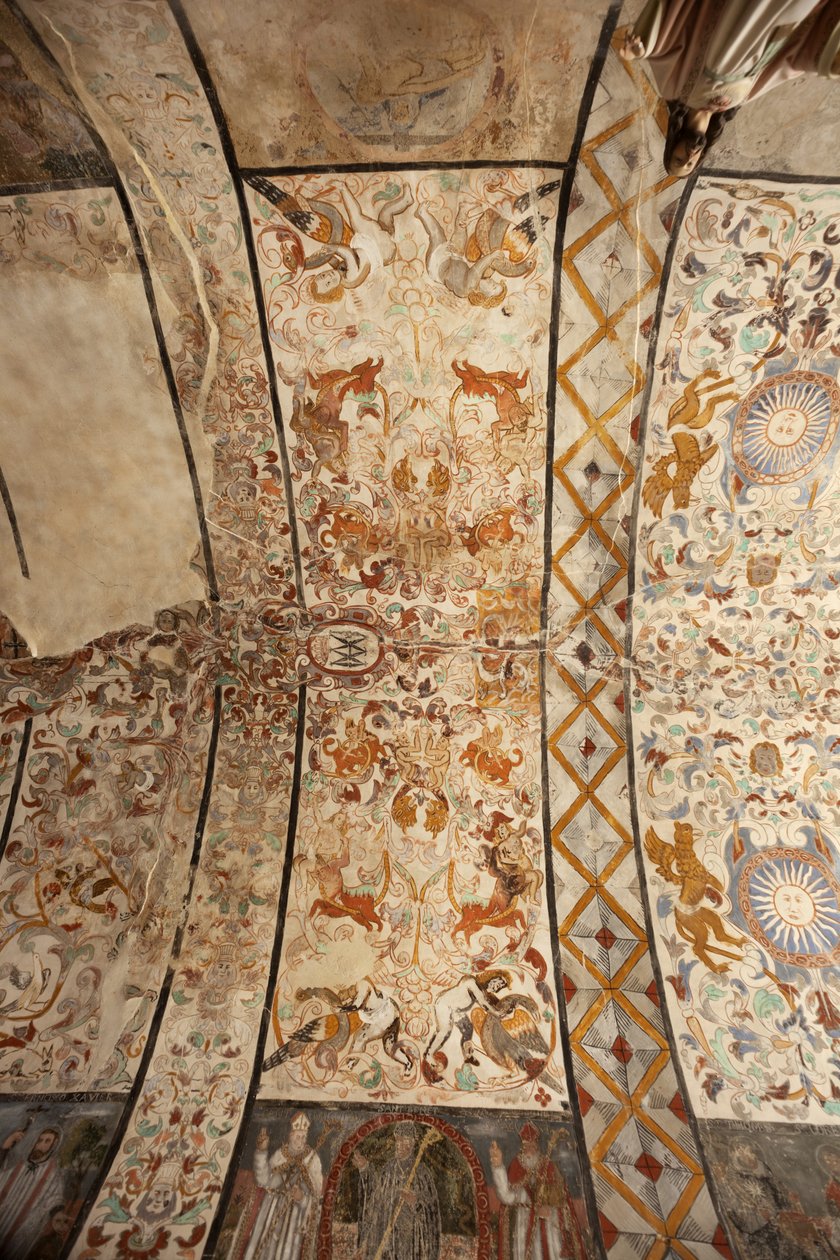 Sognekirke (Vor Frue af Solers Kirke). interiør Skibet, lofterne. Vægmalerier. 1500-tallet (?). af French School
