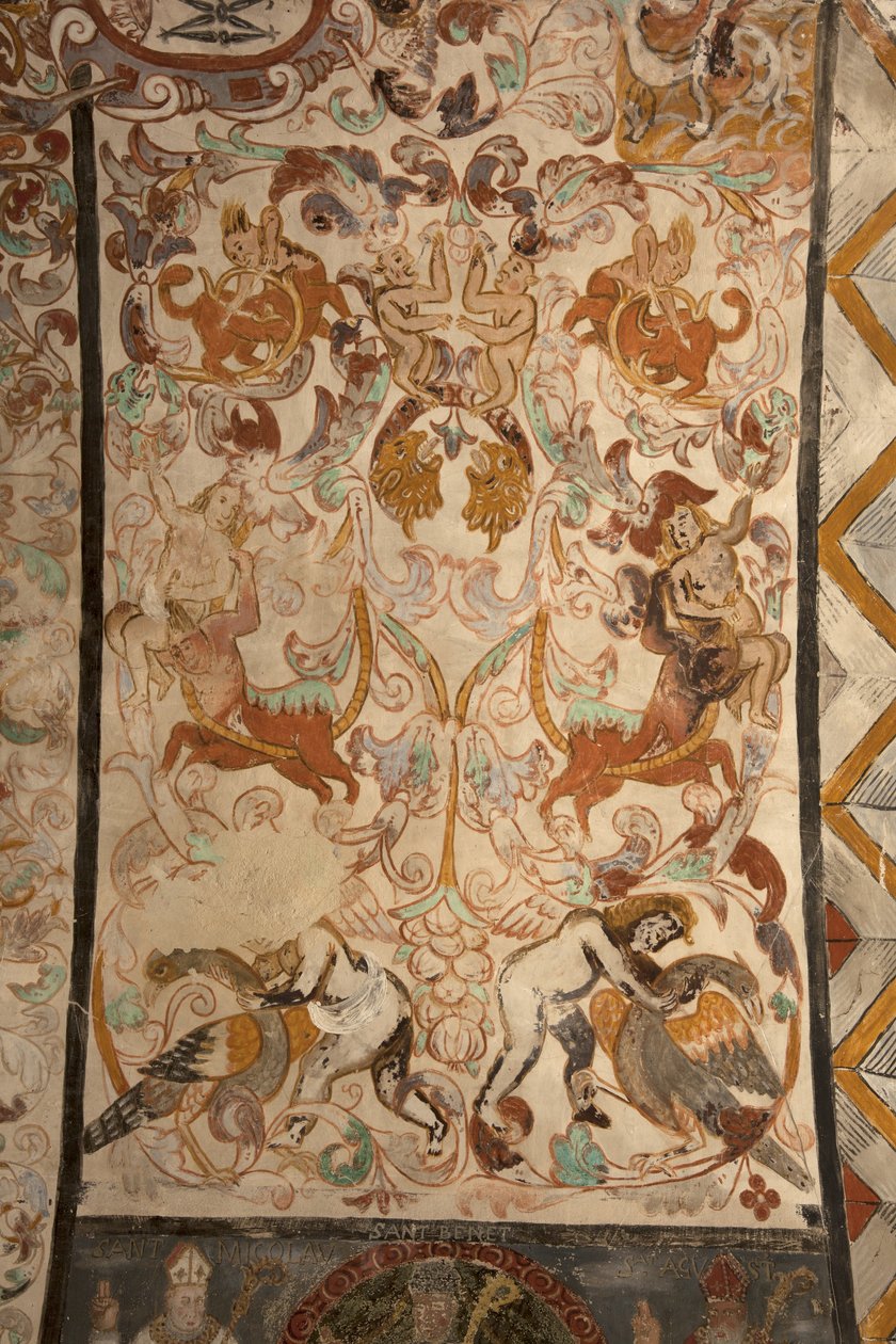 Sognekirke (Vor Frue af Solers Kirke). interiør Skibene. Vægmalerier. Detalje. 1500-tallet (?). af French School