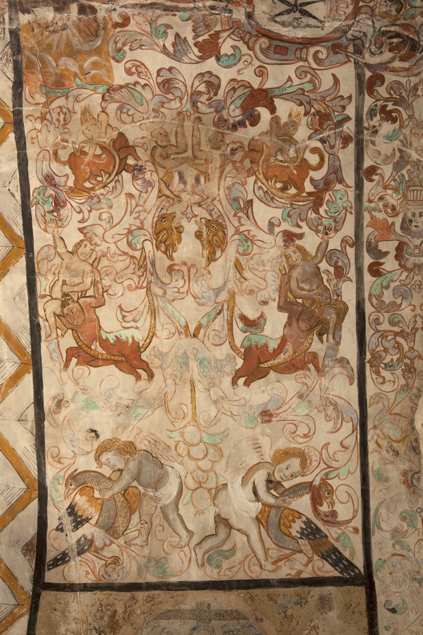 Sognekirke (Vor Frue af Solers Kirke). interiør Skibene. Vægmalerier. Detalje. 1500-tallet (?). af French School
