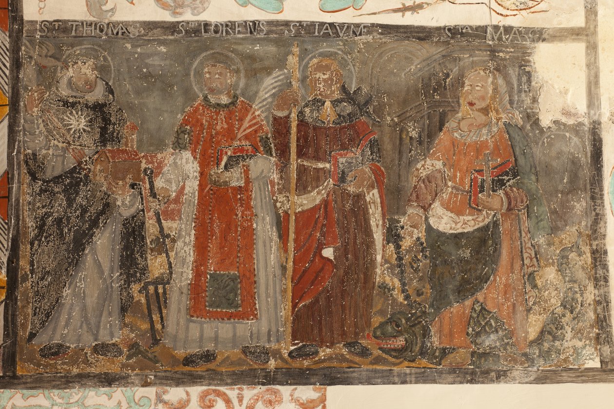 Sognekirke (Església de la Mare de Déu de Solers). Interiør. Skibene. Vægmalerier. Detalje. Det 16. århundrede (). af French School