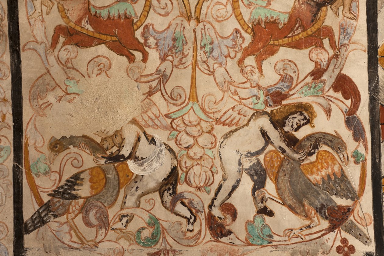 Sognekirke (Vor Frue af Solers Kirke). interiør Skibene. Vægmalerier. Detalje. 1500-tallet (?). af French School