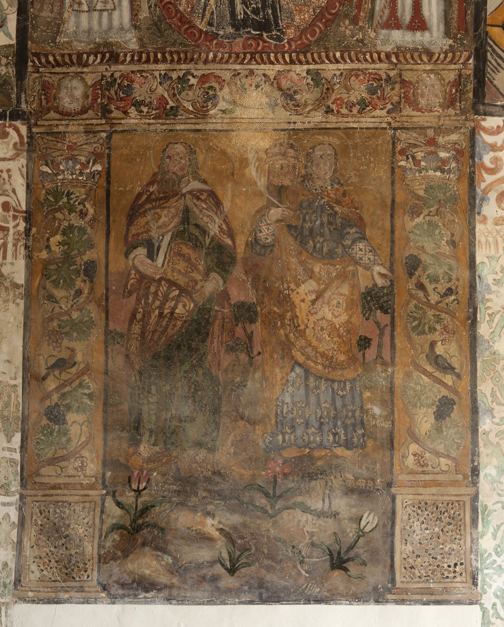 Sognekirke (Vor Frue af Solers Kirke). interiør Skibene. Vægmalerier. Detalje. 1500-tallet (?). af French School