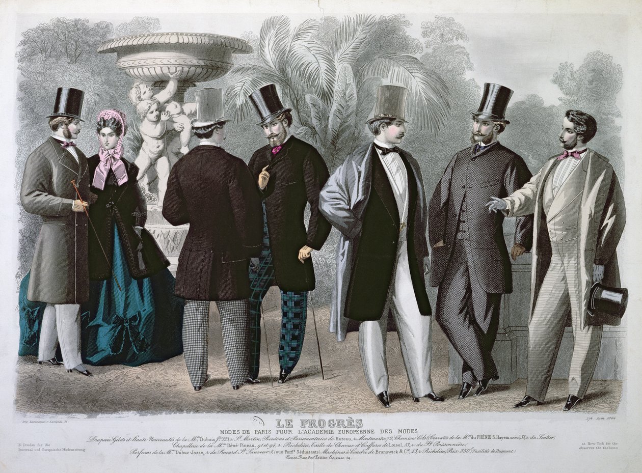Parisisk modeplade til Le Progres, juni 1864 (farvegravering) af French School