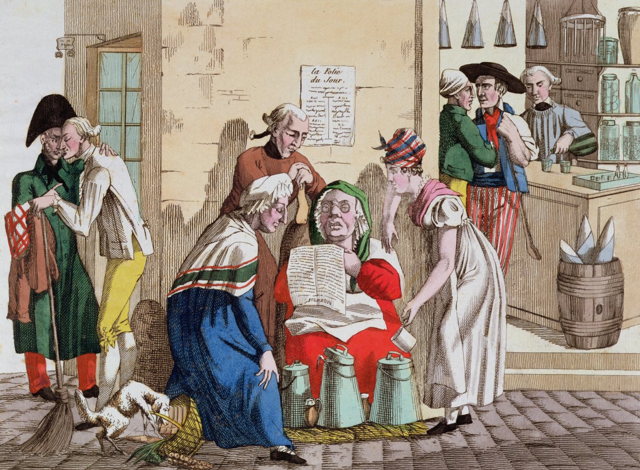 Parisisk mælkesælger og nyhedsleverandør, ca. 1815 af French School