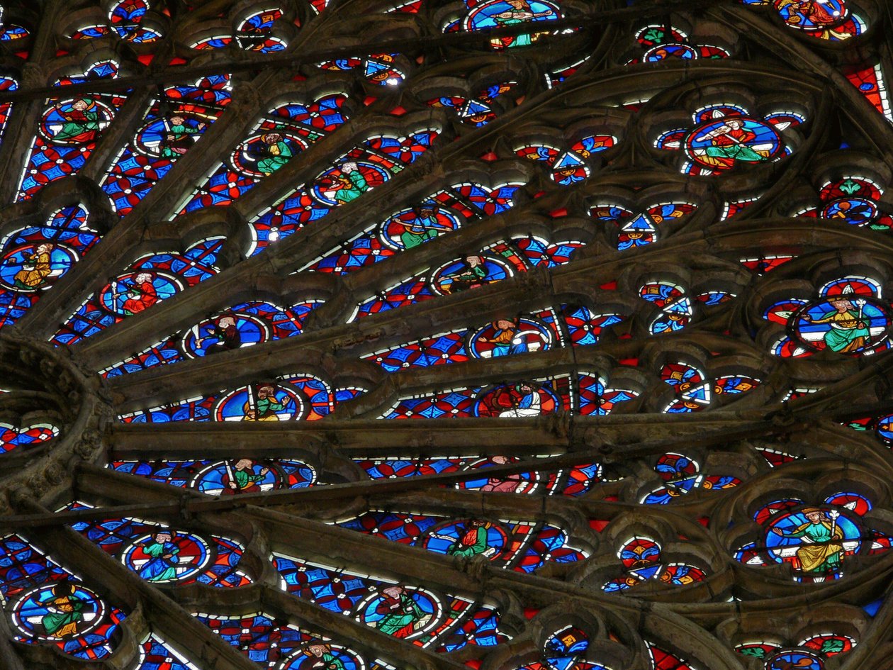 Delvis billede af nordrosenvinduet, ca. 1300 af French School