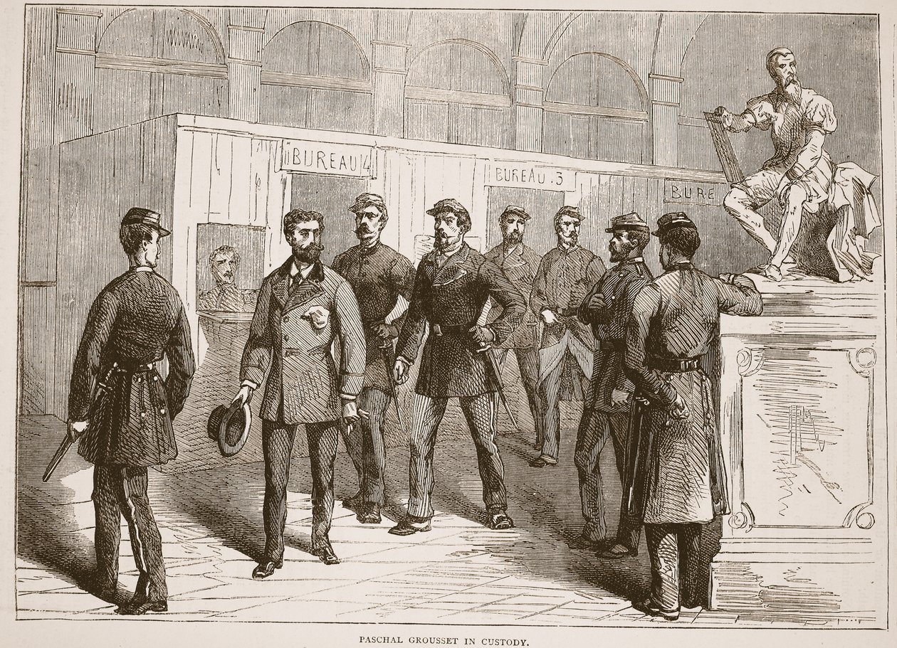 Paschal Grousset i varetægt, illustration fra Cassells historie om krigen mellem Frankrig og Tyskland, 1870-1871 af French School