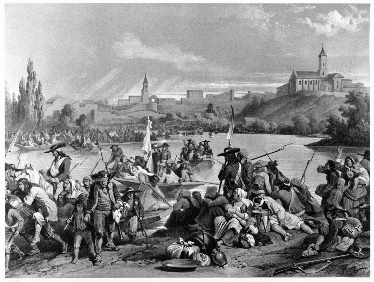 Passage af Loire ved Vendée Armee, oktober 1793 - saml. museum Dobrée, Nantes. af French School