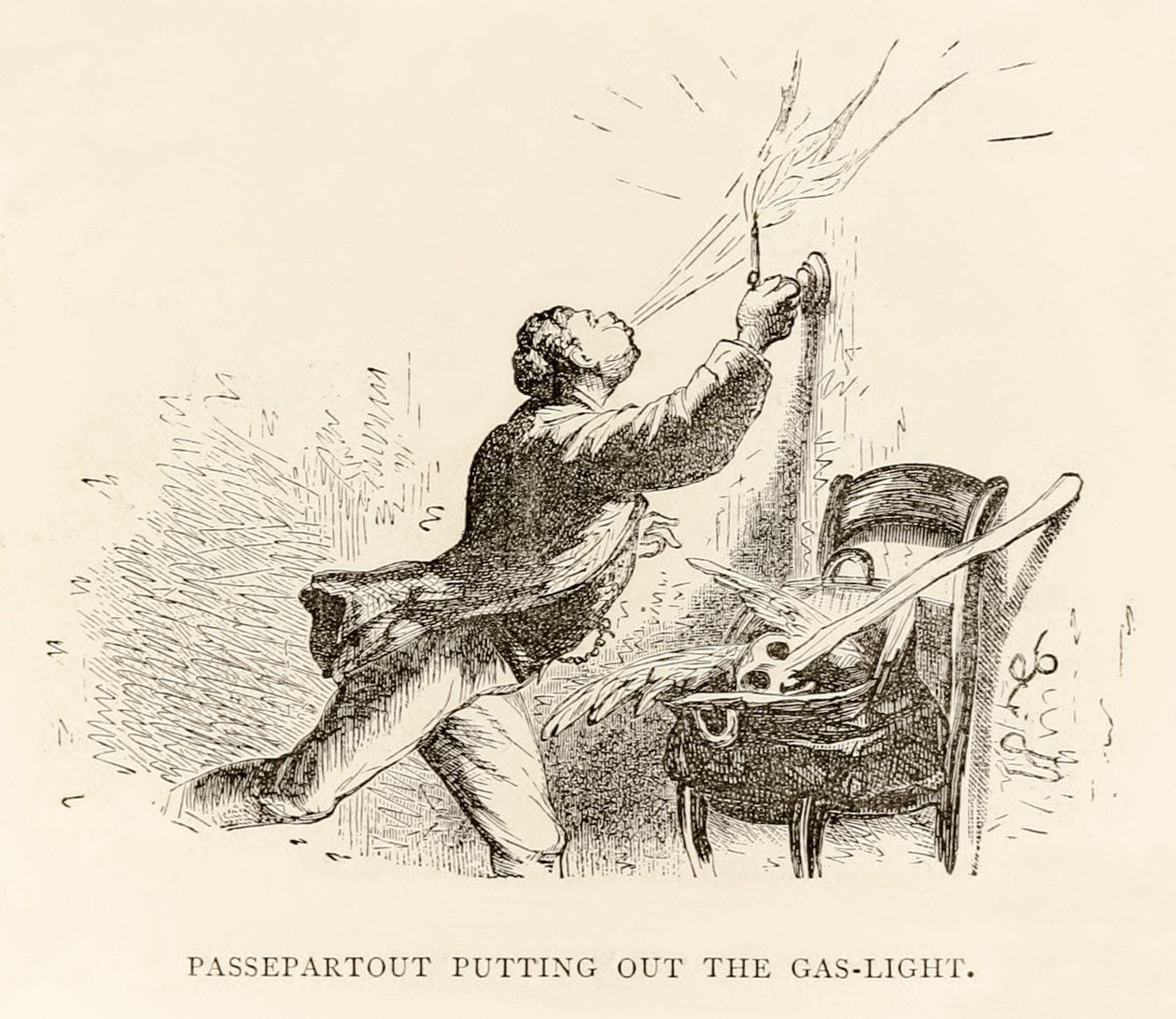 Passepartout, der slukker gaslyset, fra 