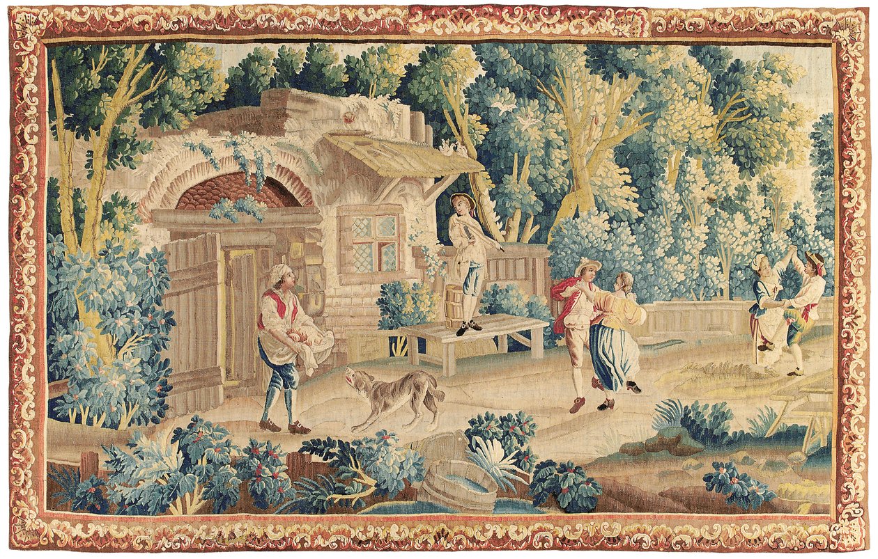 Pastoral tapestry, Aubusson, mid 18th centurydani af French School