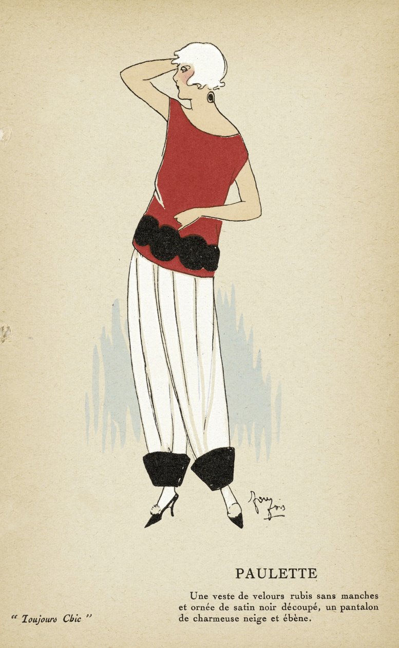 Paulette fra Toujours Chic, pub.1921-22 (stenciltryk) af French School