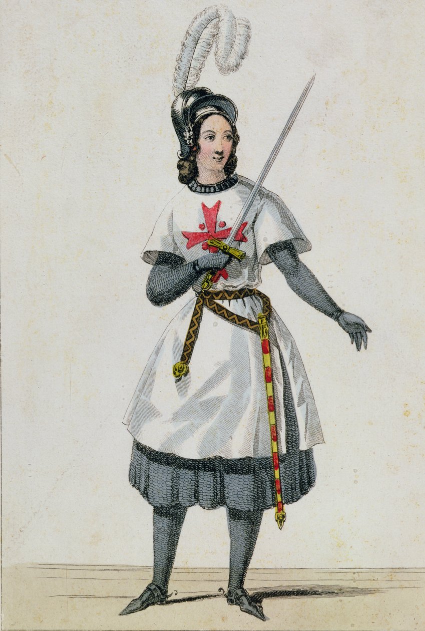 Pauline Garcia-Viardot (1821-1910) i rollen som Tancredi i operaen af Gioacchino Rossini (1792-1868) på Teater Italien, Paris af French School