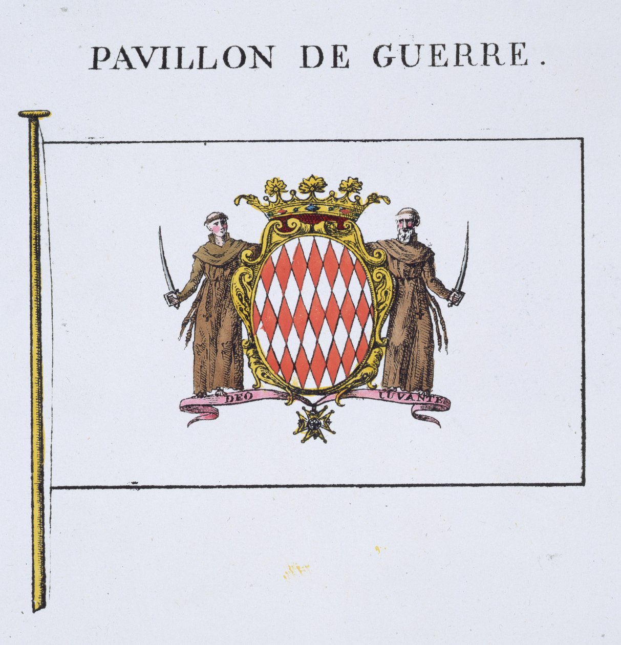 Pavillon de Guerre, detalje fra Flag fra Monaco (se 103834), fra en fransk bog med Flag, ca. 1819 af French School