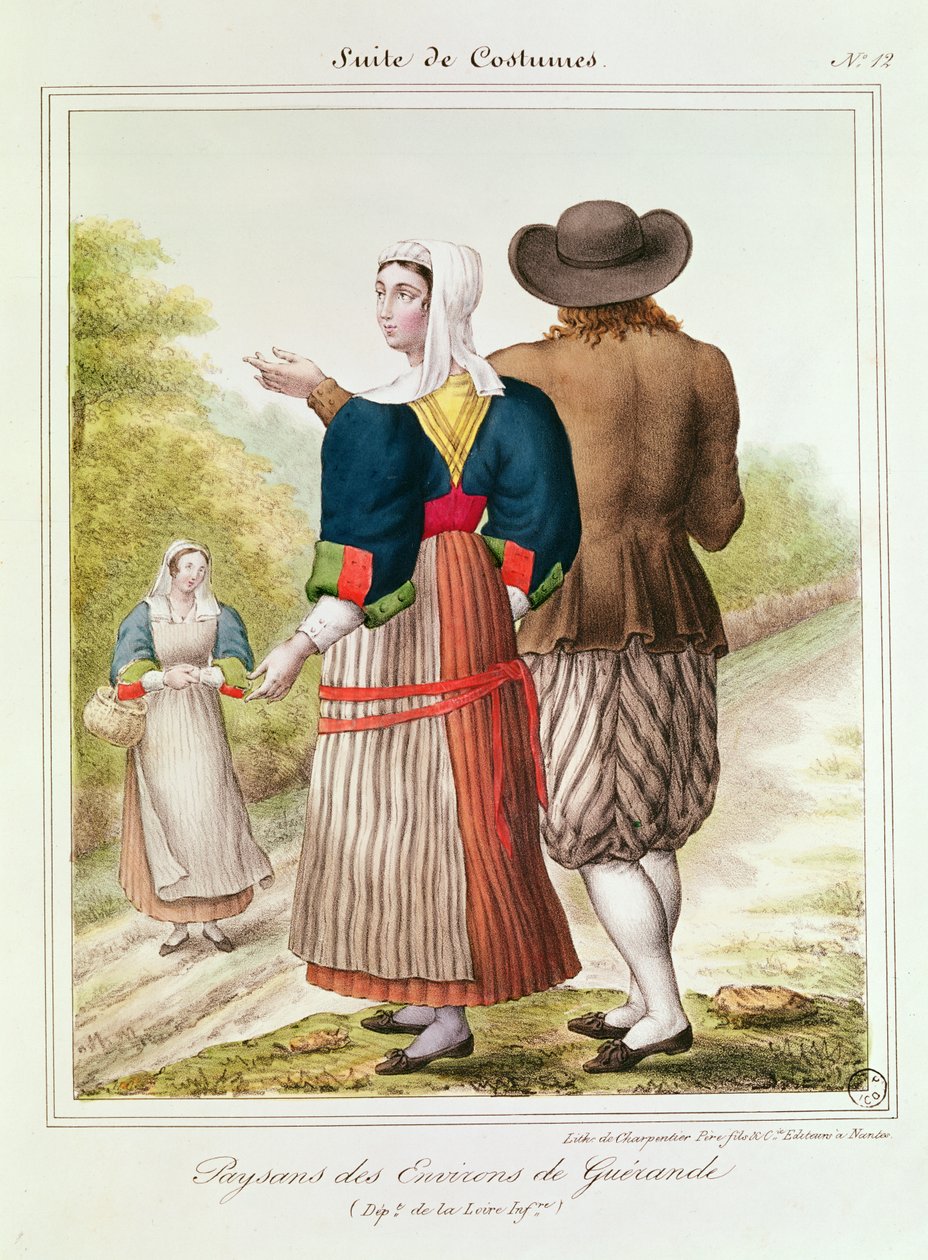 Bønder fra Guerande, fra Les Costumes Bretons de Charpentier af French School