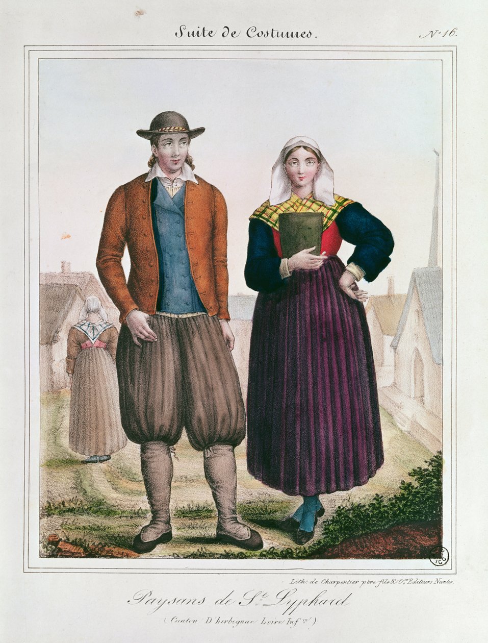 Bønder fra Saint-Lyphard, fra Les Costumes Bretons de Charpentier af French School