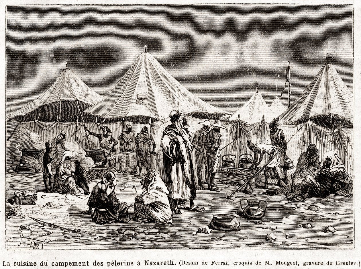 Penitence pilgrimsrejse til de hellige steder fra 25. april til 8. juni 1882 (gravering) af French School