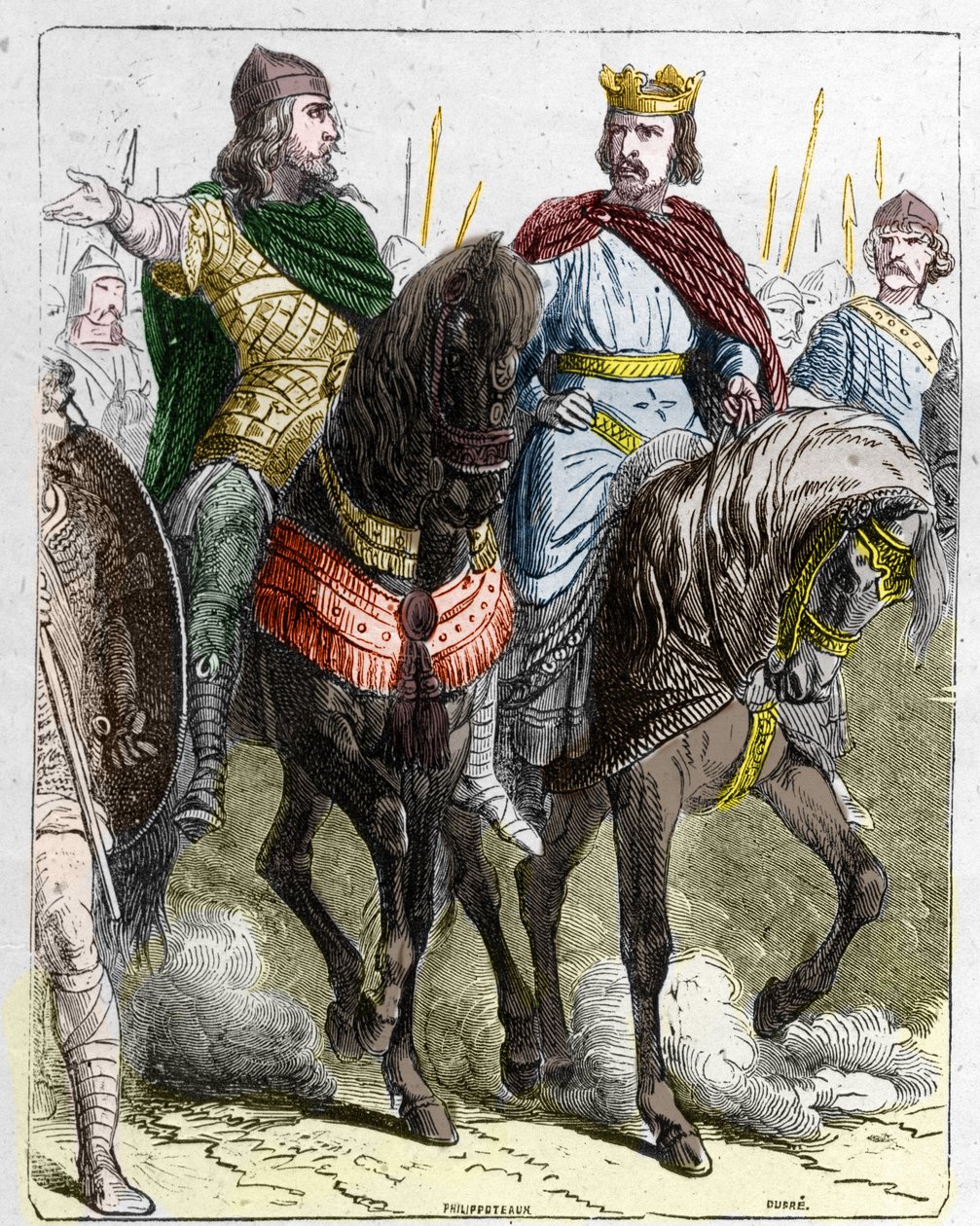 Pepin II de Herstal, kendt som Pepin le Gros eller Pepin le Jeune (645 -714) med Clovis III, frankernes konge fra 691 til 695. af French School