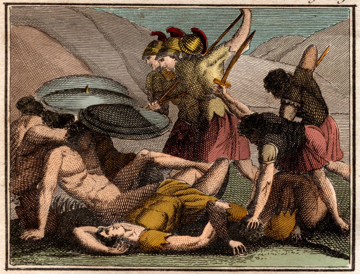 Persiske krige Slaget ved Thermopylæ 480 f.Kr. Den spartanske konge Leonidas og hans mænd falder i slaget. af French School