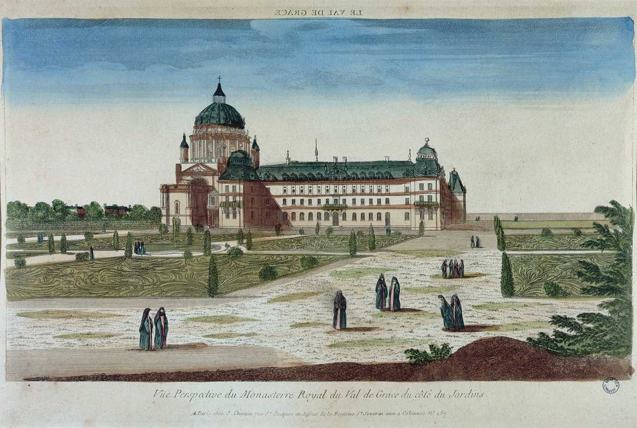 Perspektiv udsigt over Val-de-Grace klosteret fra haven af French School