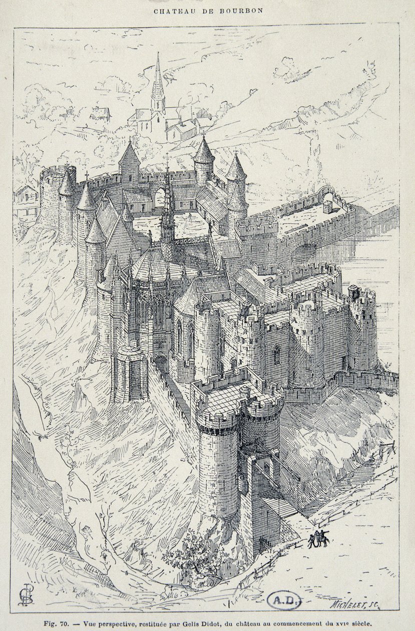 Perspektivbillede restaureret af Gelis Didot, af Chateau de Bourbon - L