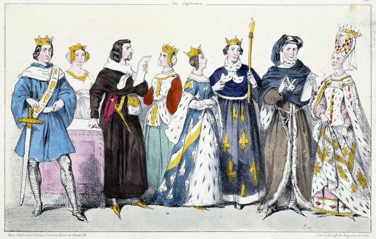 Filip VI af Valois, Jeanne af Bourgogne, Johannes II af de Gode, Jeanne af Boulogne, Jeanne af Bourbon, Karl V af de Vise, Karl VI, Isabeau (Isabella, Elizabeth) af Bayern (1371-1435) af French School