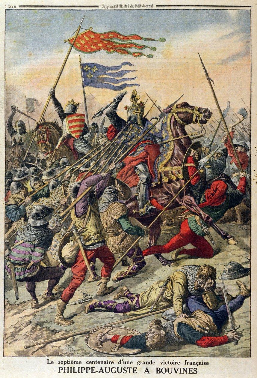 Philippe-Auguste (1165-1223) ved Bouvines, illustration fra Le Petit Journal, 27. juli 1914 af French School