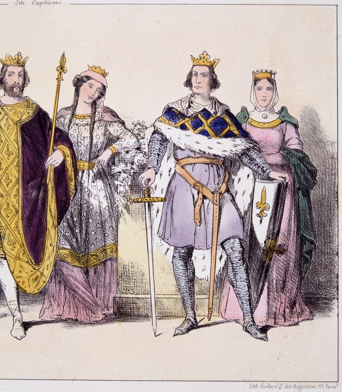 Philippe Auguste og Isabelle de Hainaut - i "Det franske monarki i tryk"" af French School