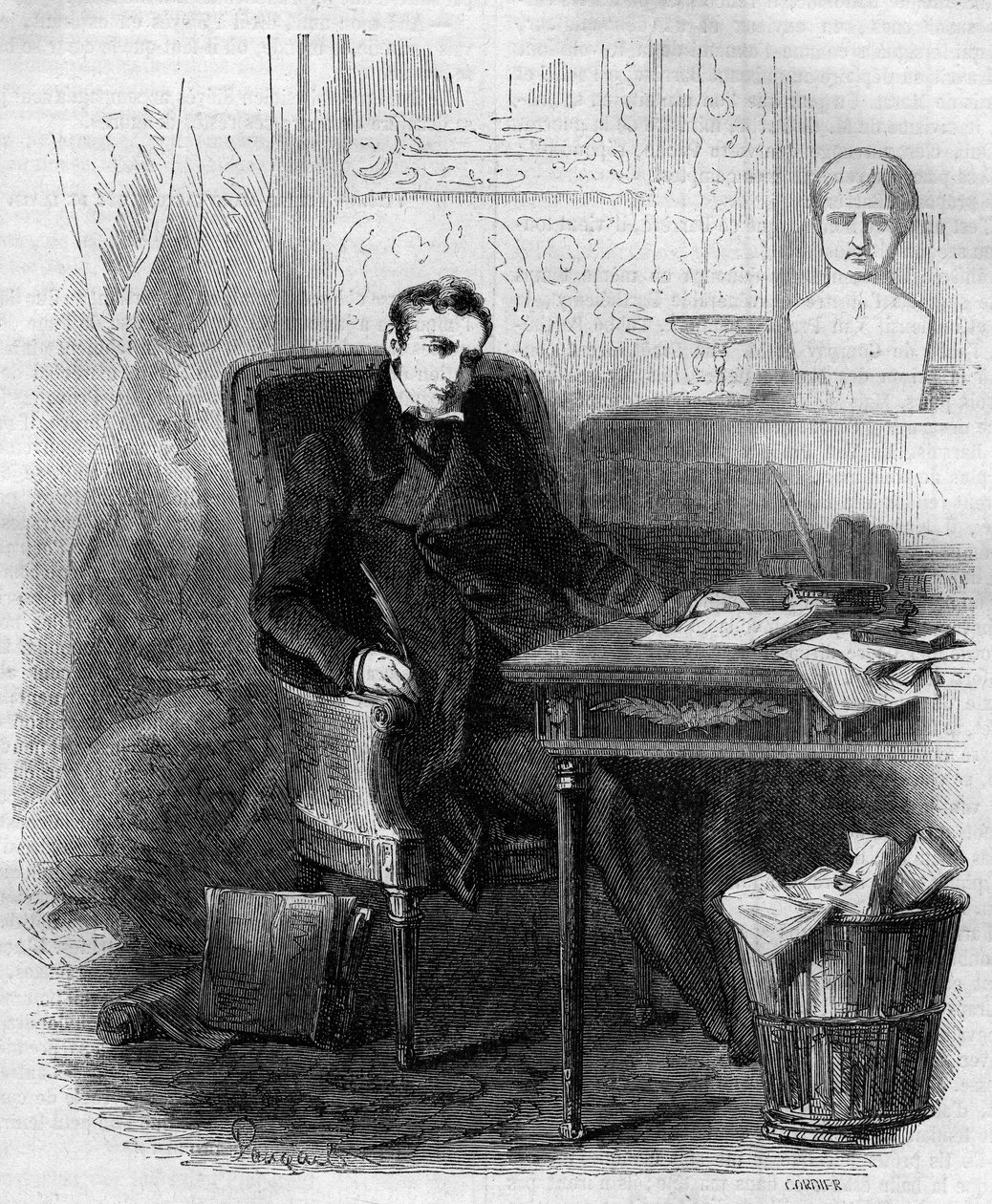 Philippe Paul (Philip-Paul) de Segur (1780-1873), fransk diplomat og historiker, skriver det russiske felttog. Stik fra 1856. af French School