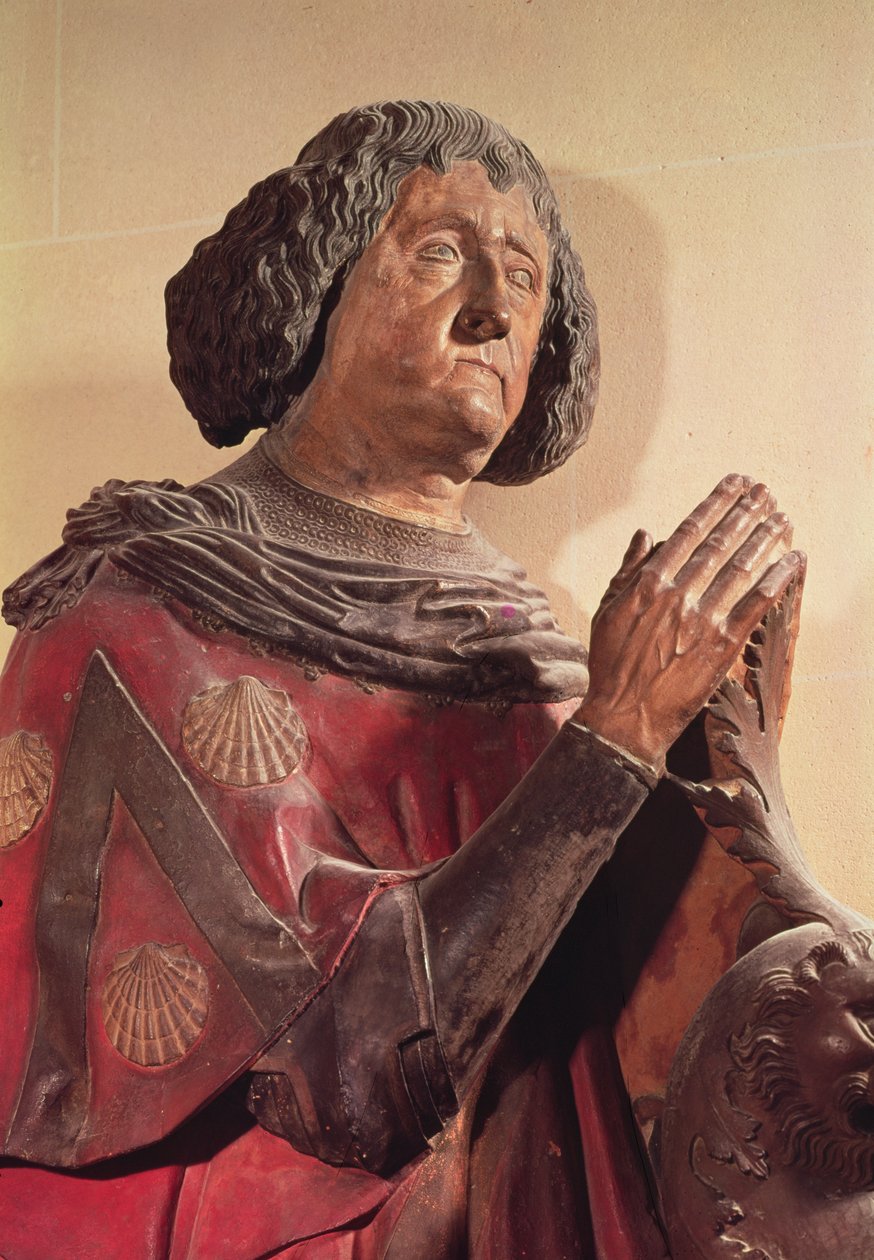 Philippe de Commynes (1447-1511) fra sin grav (polykrom sten) af French School