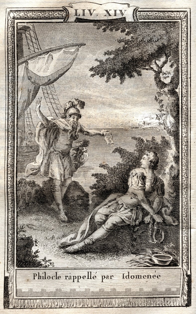 Philocle minder af Idomenee - indgravering af 1798 efter Monnet i "Les Aventures de Telemaque, fils d