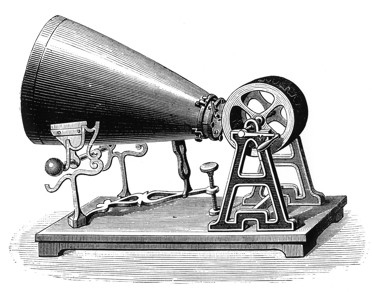 Phonautograph, opfundet af Edouard Leon Scott de Martinville af French School