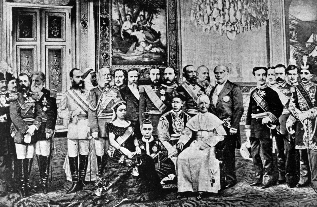 Fotomontage af verdensherskere, 1867 (collaged bw-billeder) af French School