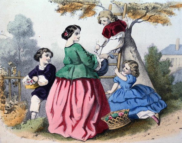 Plukke blomster (farve litho) af French School