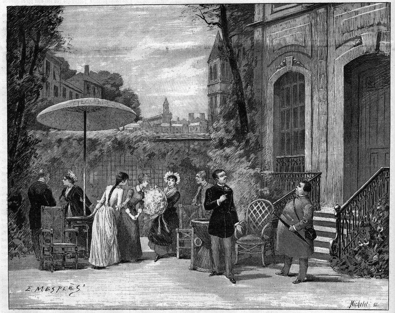 Teaterstykke: komikere fra Comedie Francaise i "" Un parisien"" af Edmond Gondinet (1828-1888) af French School