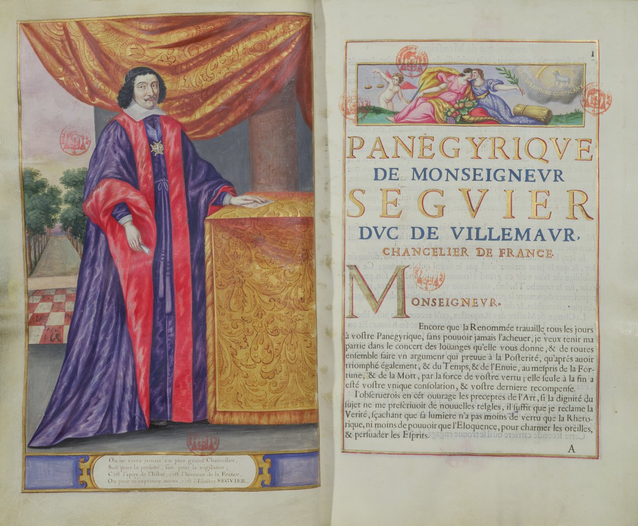 Pierre Seguier (1588-1672) Frankrigs kansler, illustration fra Les Panegyriques des Hommes Illustres de Notre Siecle af Puget de la Serre, 1655 af French School