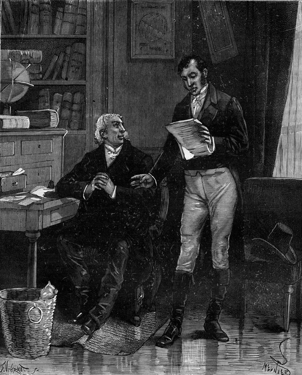 Pierre Simon de Laplace (1749-1827), fransk astronom, matematiker og fysiker, formidler sit eget arbejde om Eulers problemer til Jean-Baptiste Biot. i "Histoire populaire des sciences, opfindelser og opdagelser fra de første århundreder til nutiden af French School