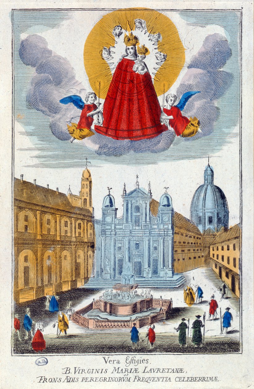 Pilgrimme besøger Vor Frue af Loretto-helligdommen, 1700-tallet af French School