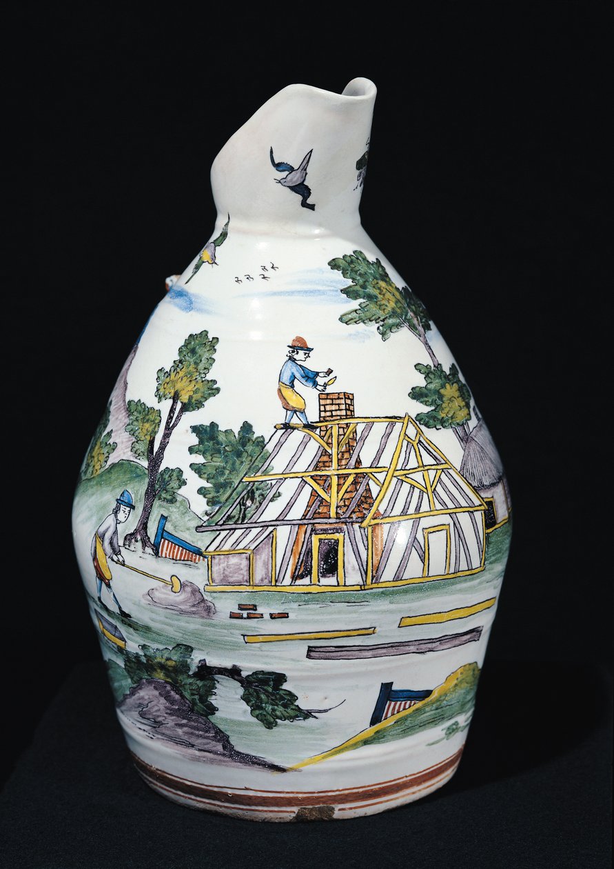 Kande skildrer konstruktionen af en bygning, Sinceny, ca. 1740-50 (fajance) af French School