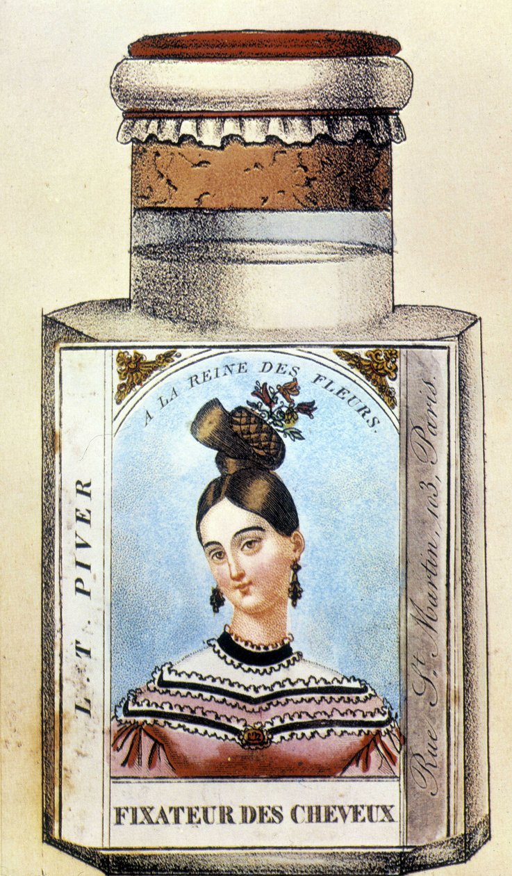 Piver hårfixeringsmiddel-flaske, ca. 1830 af French School