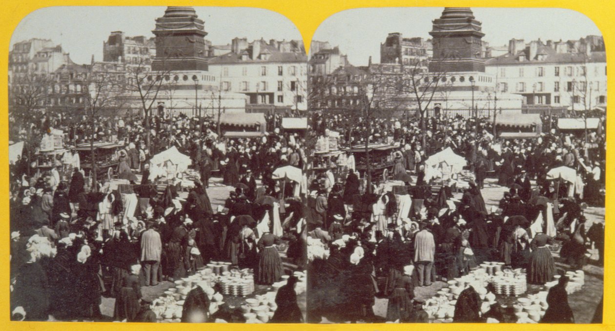 Place de la Bastille, skinkemessen, Paris, stereoskopisk udsigt, ca. 1860 af French School