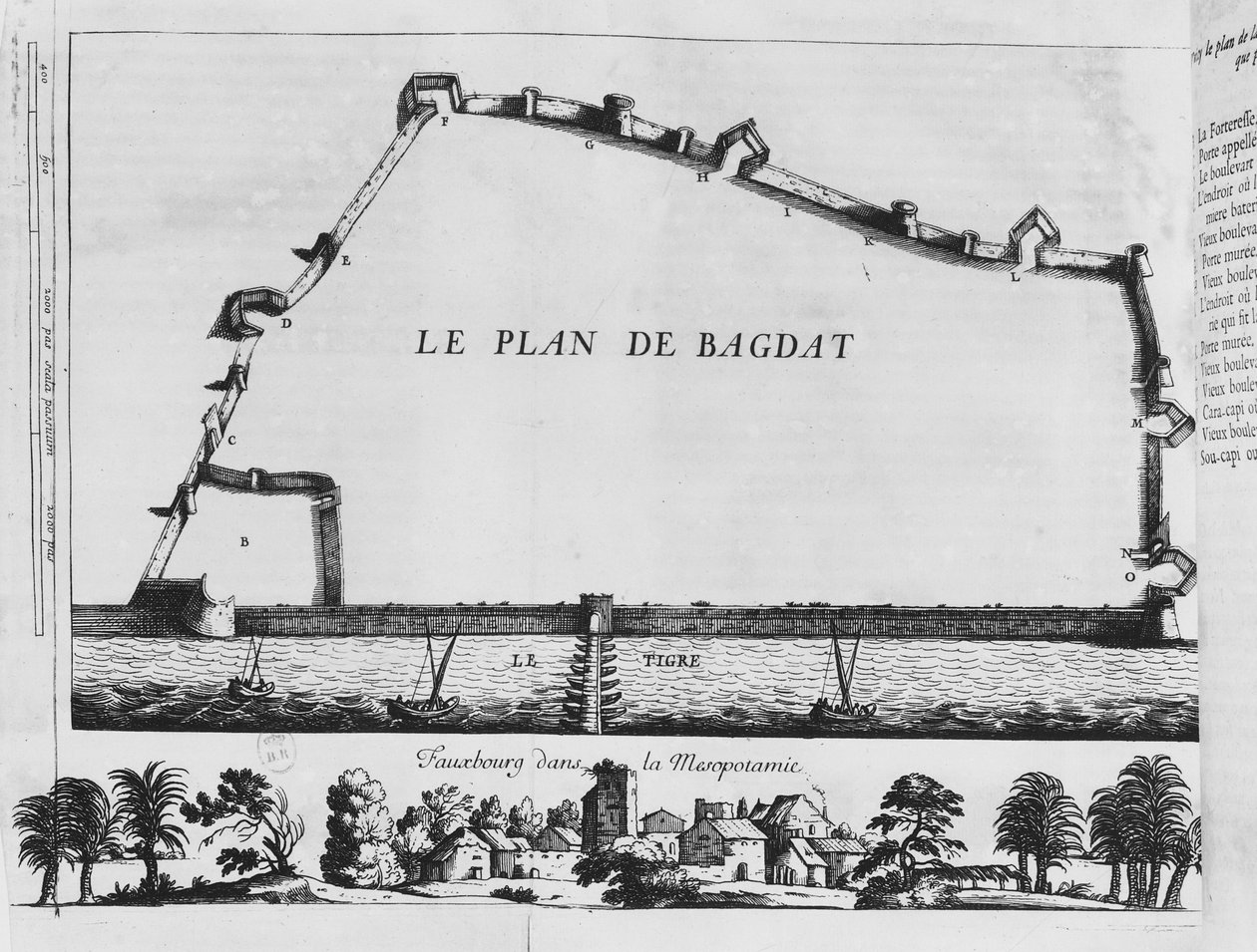 Kort over Bagdad, fra The Six Voyages of J. B. Tavernier, 1676 af French School