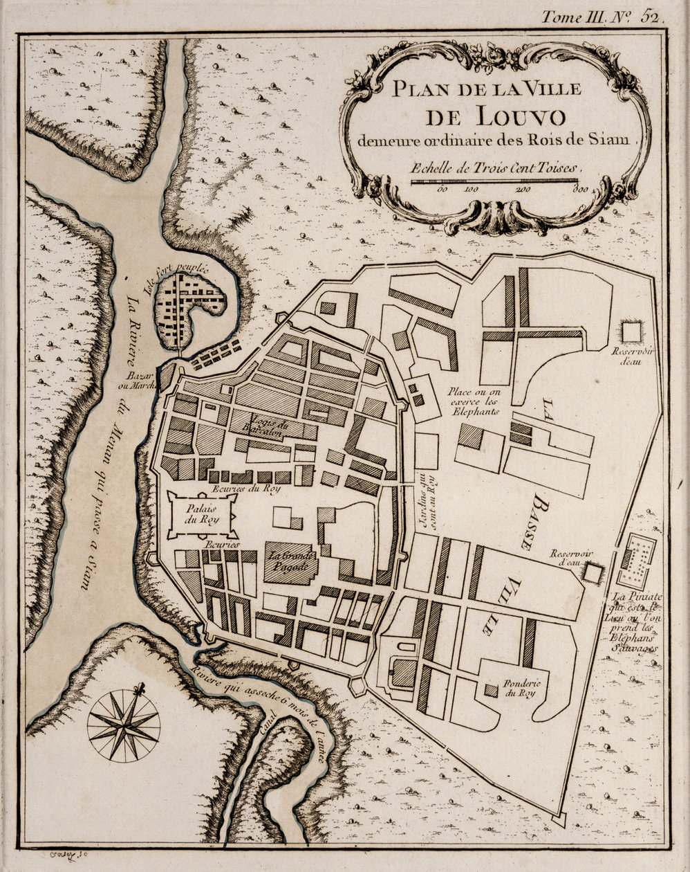 Plan af Lopburi, 1751 af French School